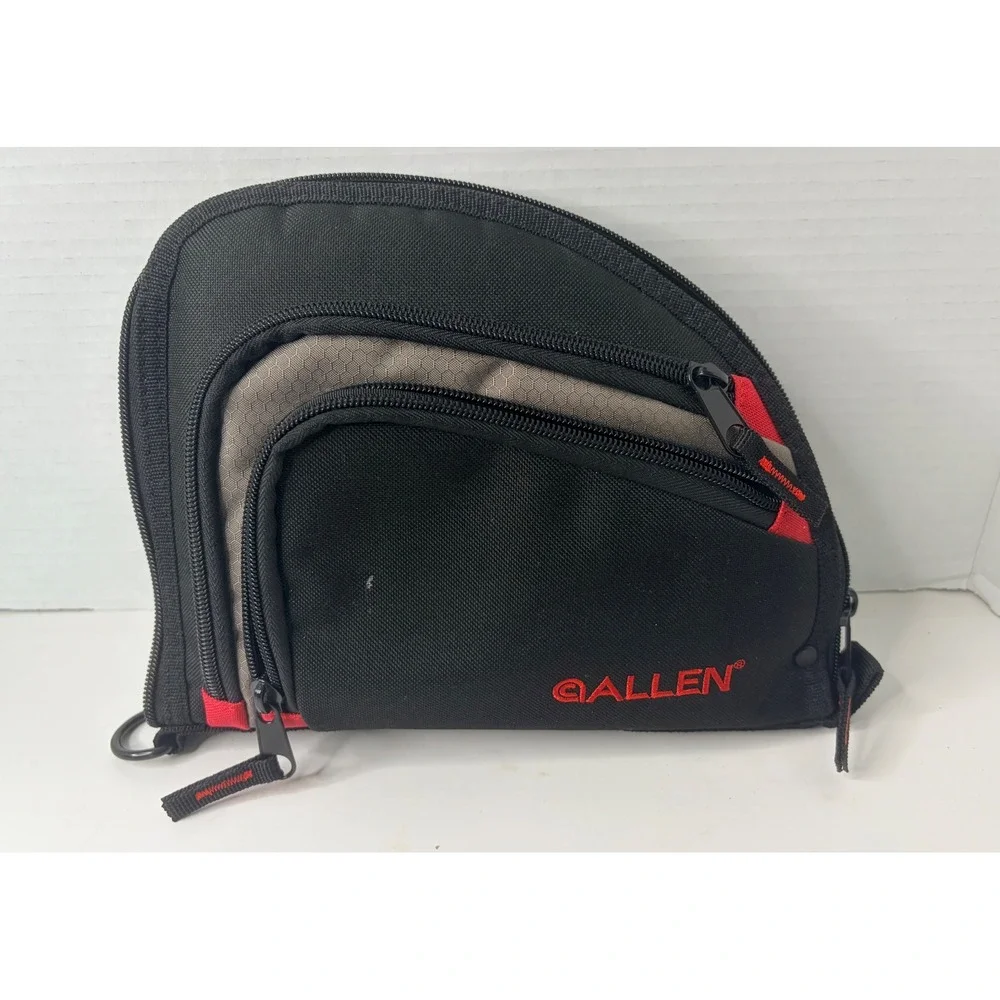 Allen Company Soft Handgun Case Black Red Padded Zippered Pistol Rug Bag 11 Inch